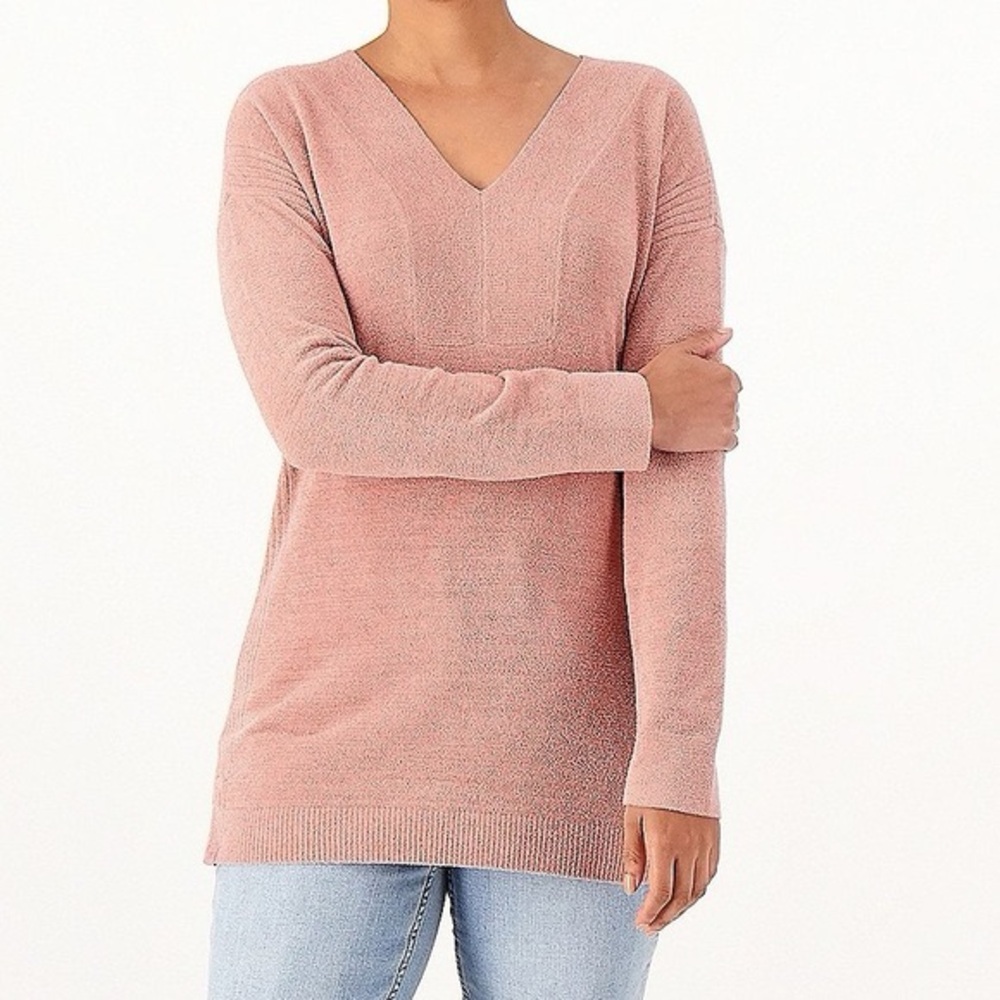 Barefoot Dreams CozyChic Ultra Lite Dusty Rose V-Neck Sweater - Picture 2 of 14